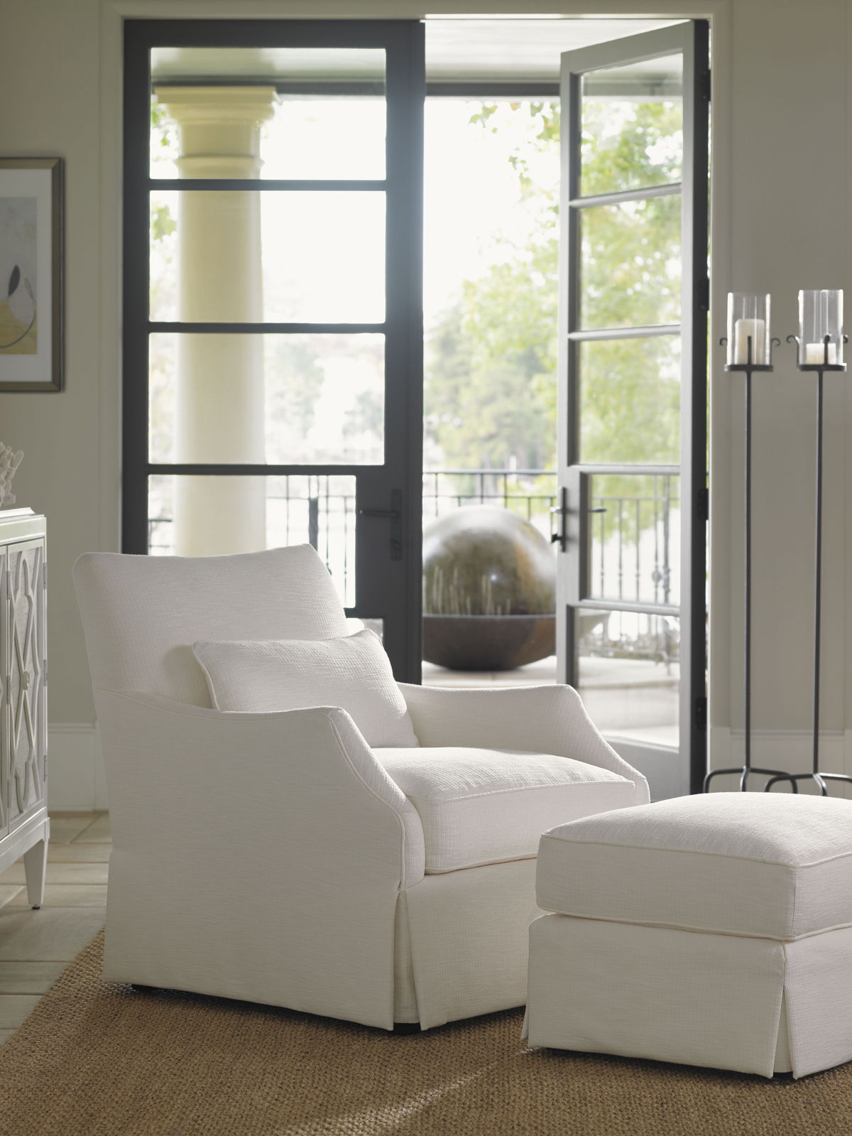 Ivory Key - Crystal Caves Ottoman - White