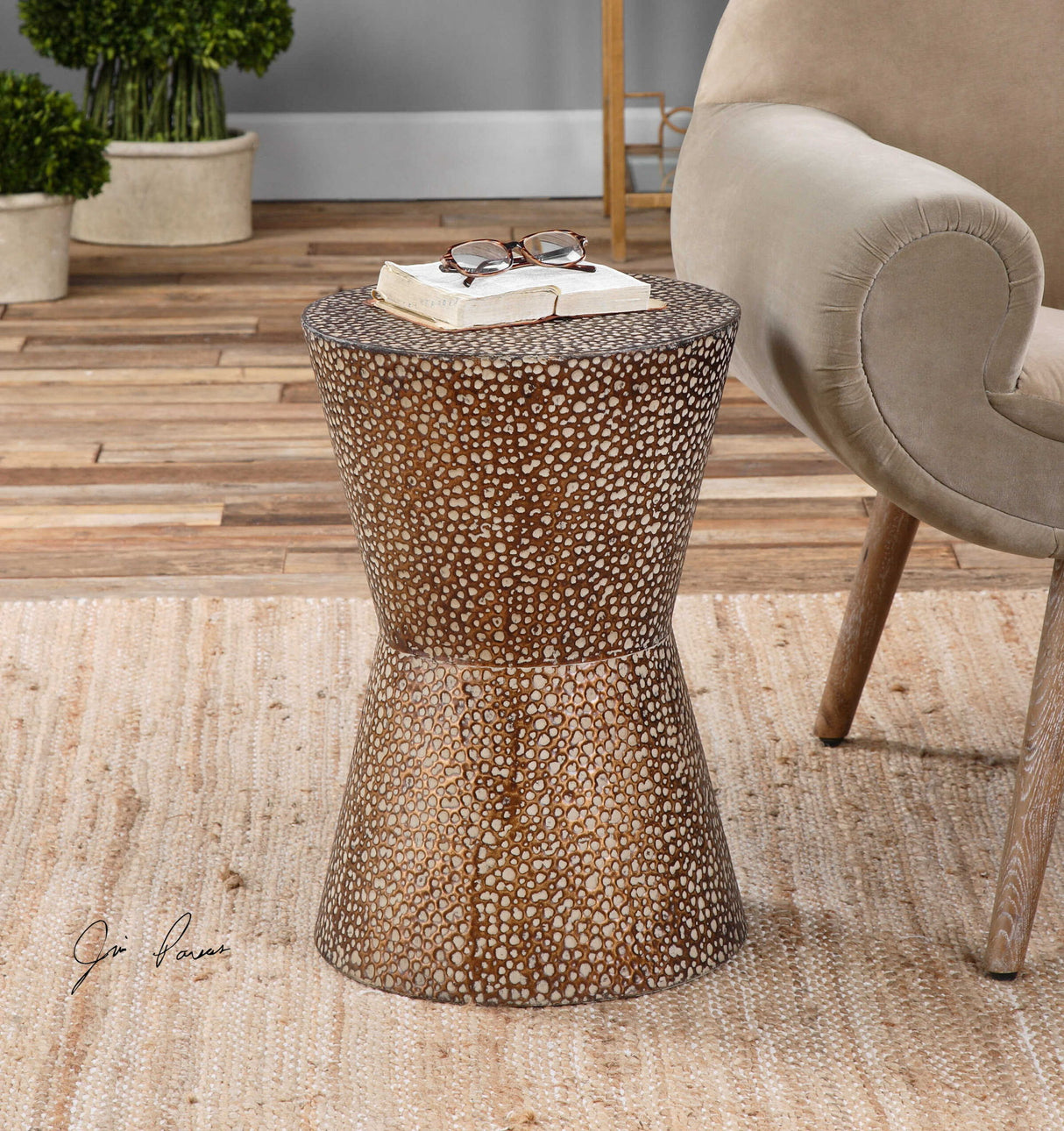 Cutler - Drum Shaped Accent Table - Brown, Dark