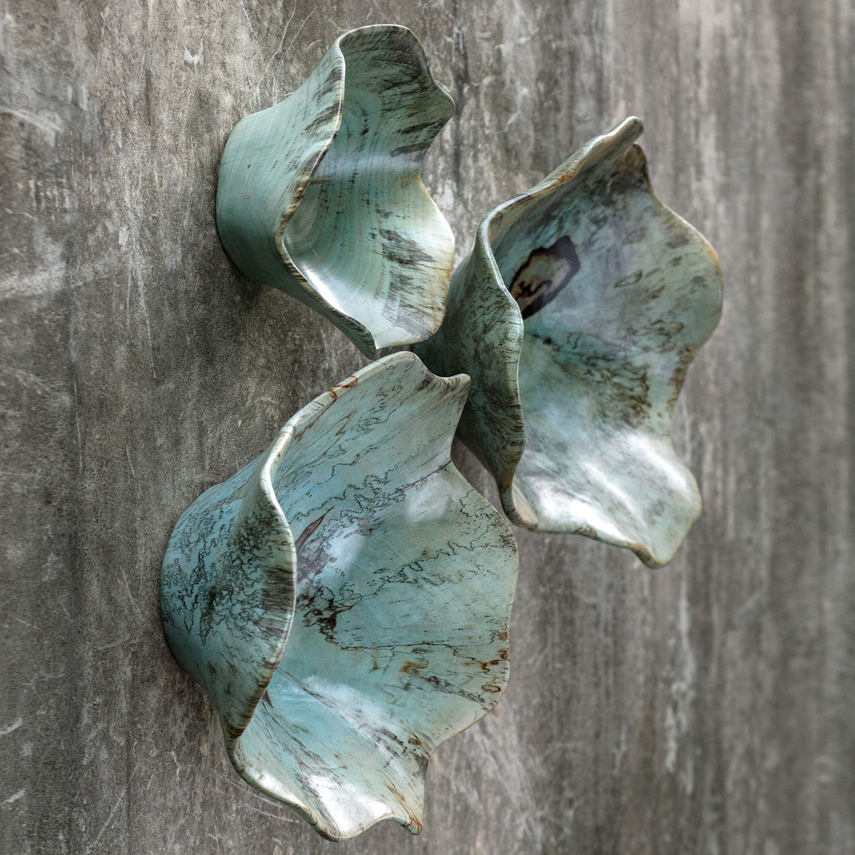 Teo - Wood Wall Art, Set Of 3 - Blue, Light