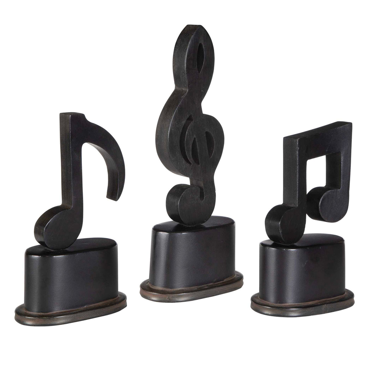 Music Notes - Metal Figurines, Set Of 3 - Black