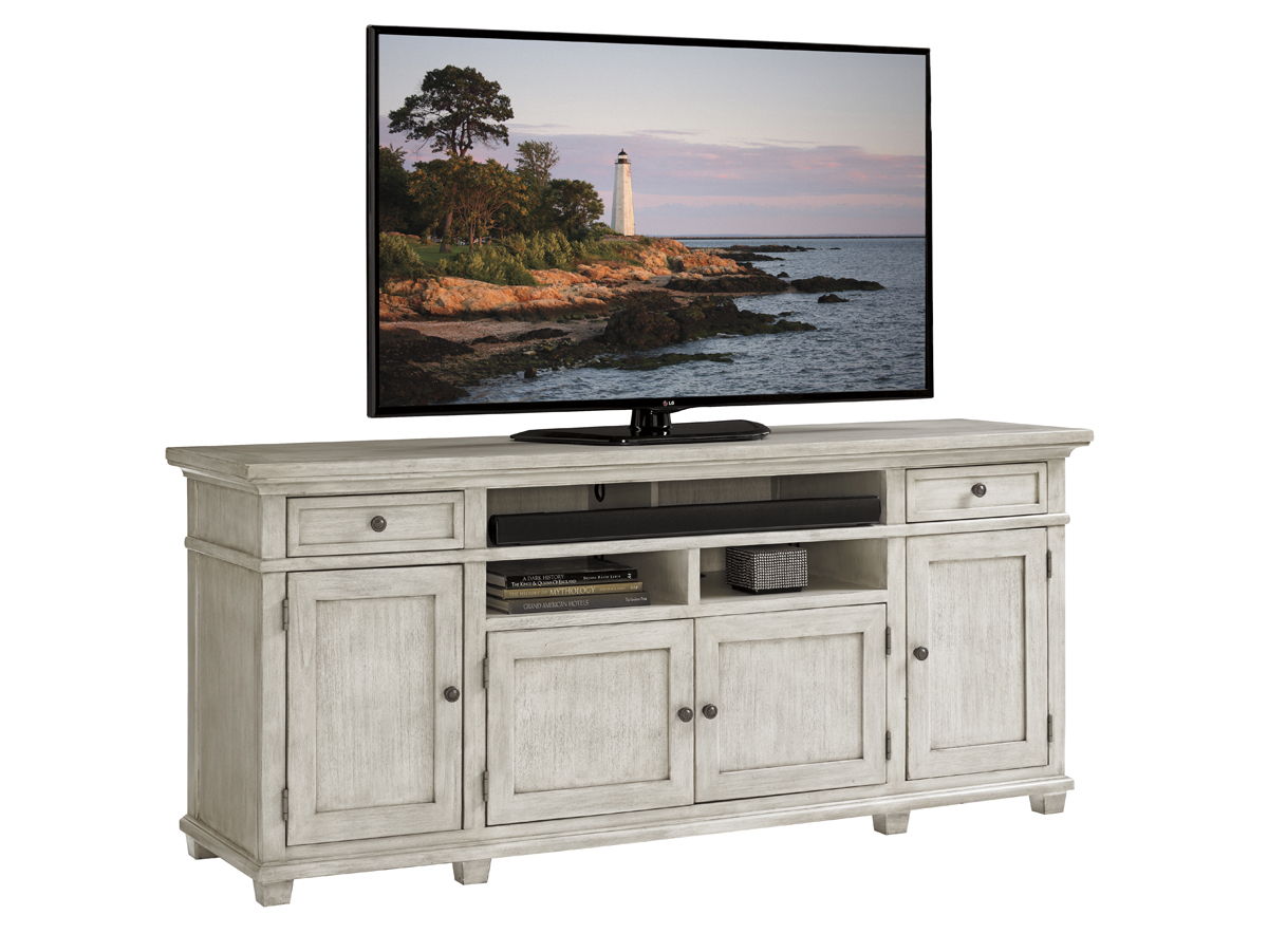 Oyster Bay - Kings Point Large Media Console - Pearl Silver