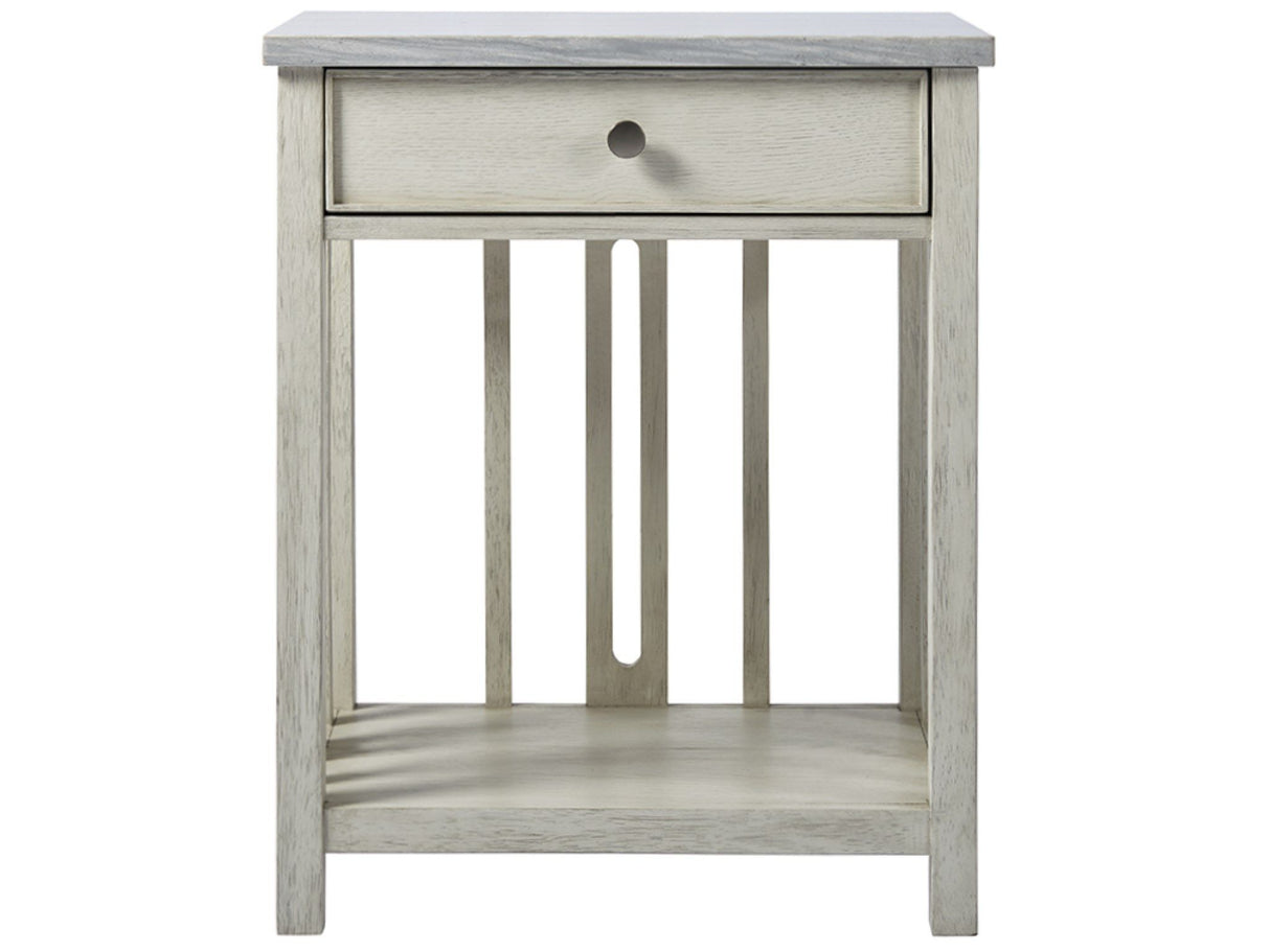 Escape - Bedside Table With Stone Top - Pearl Silver