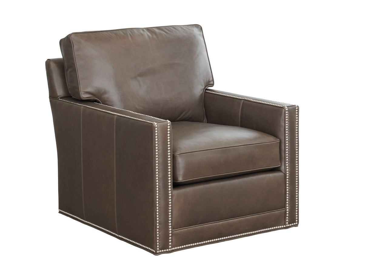 Couture Leather - Brayden Leather Swivel Chair - Dark Brown