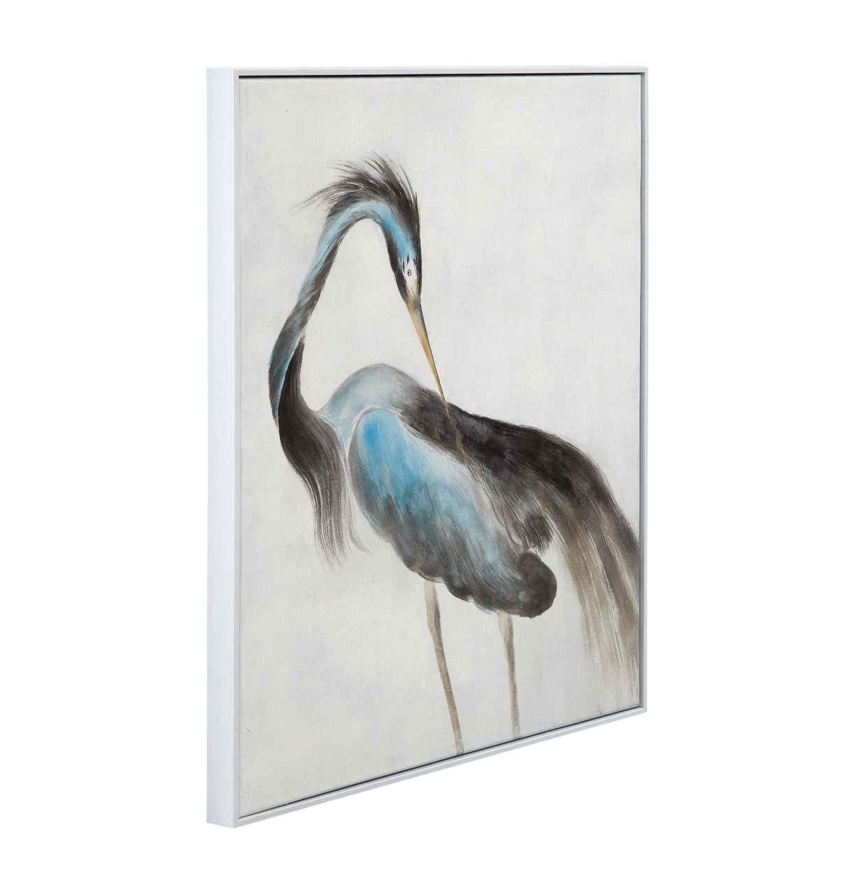 Louisiana Heron Canvas Art - Blue / Pearl Silver