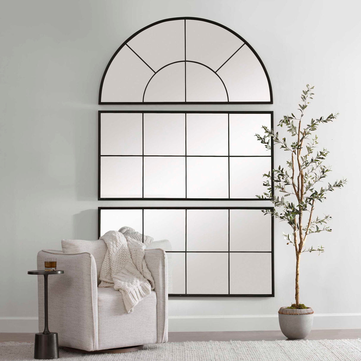 Rousseau - Iron Window Mirror - Black