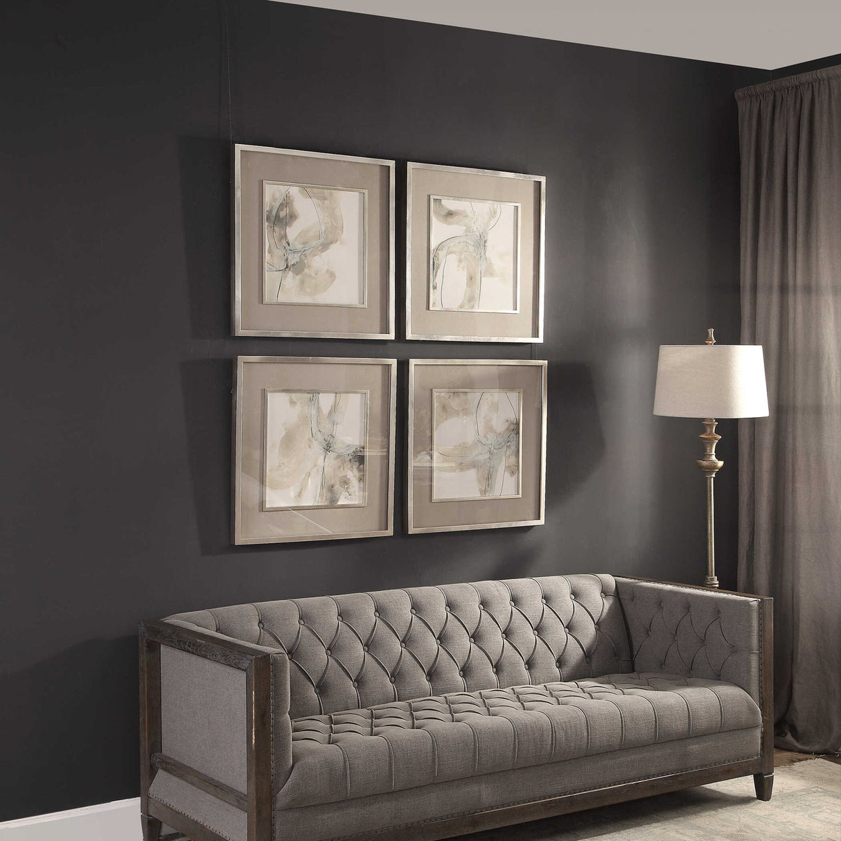 Divination - Abstract Art, Set Of 4 - Beige