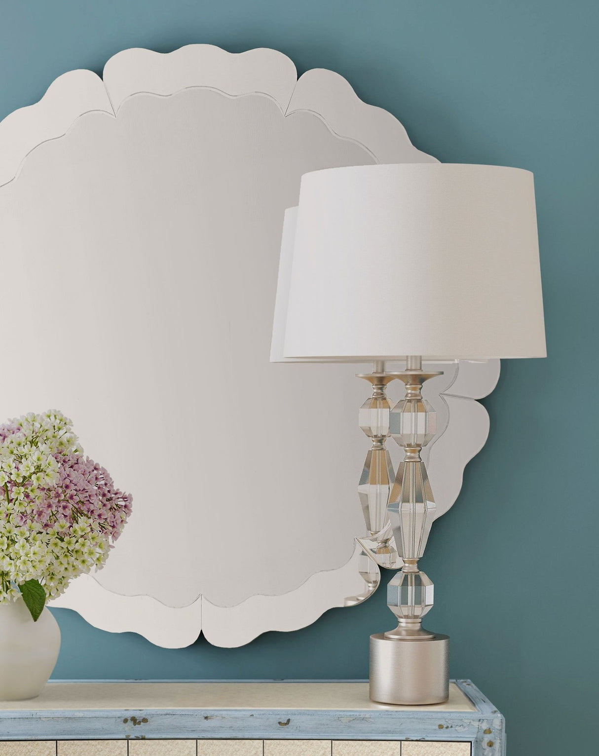 Bella - Table Lamp - Clear / Brushed Silver