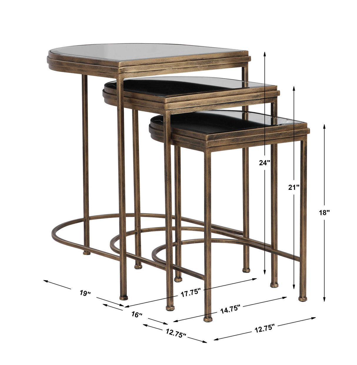 India - Nesting Tables, Set Of 3 - Light Brown & Black