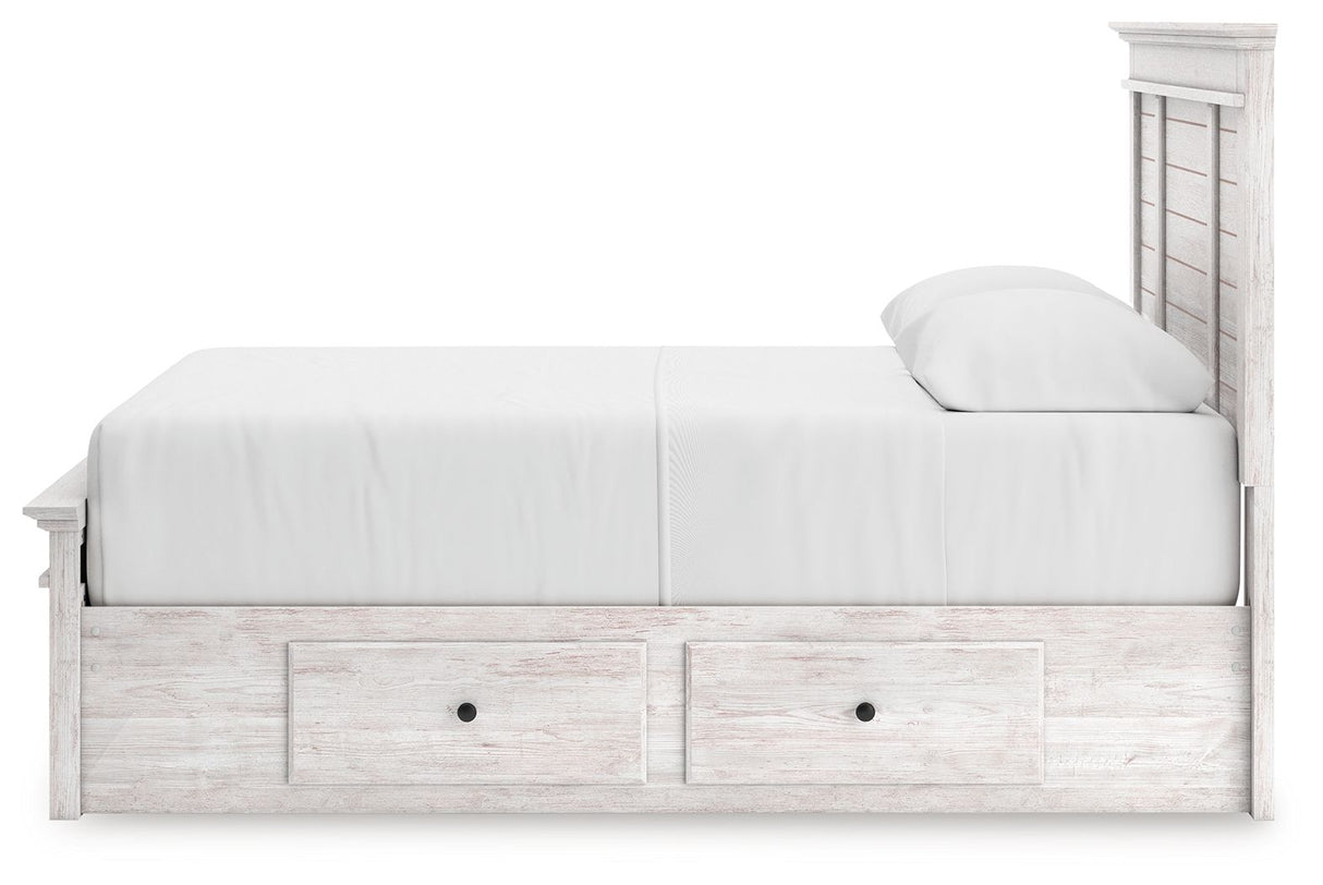 Makidern - Panel Storage Bed With 2 Under Bed Storage Units