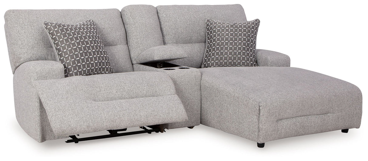 Acklen Place - 4 Pc. - 3-Piece Power Reclining Sectional Sofa With Raf Chaise, Wide Seat Power Recliner - Pewter