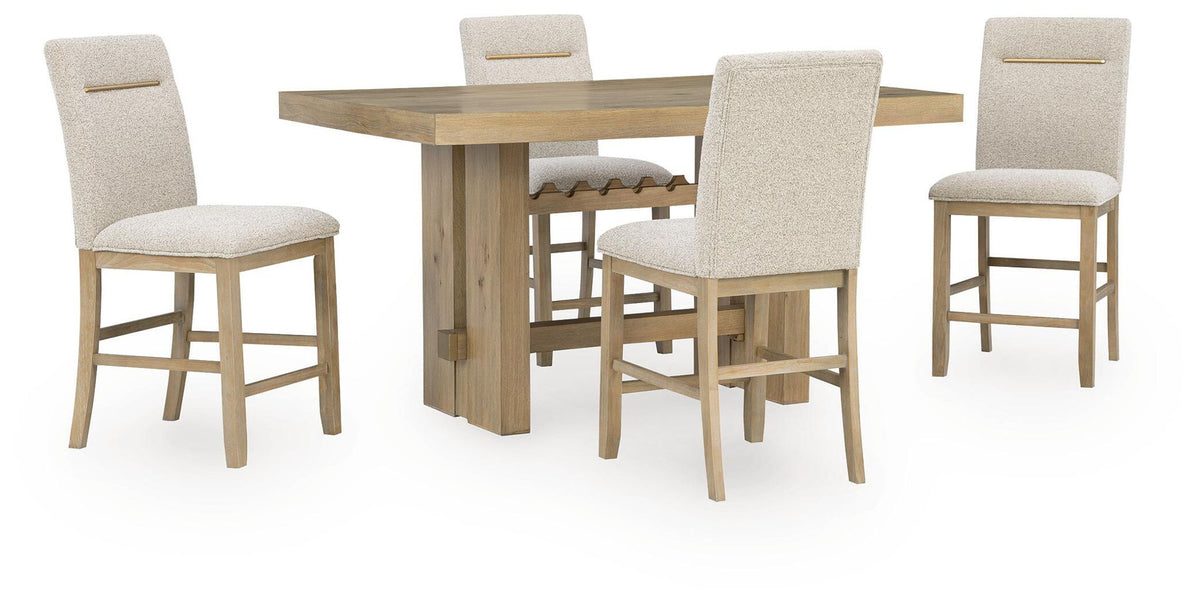 Lasinger - 5 Pc. - Counter Height Dining Table And 4 Barstools - Light Brown
