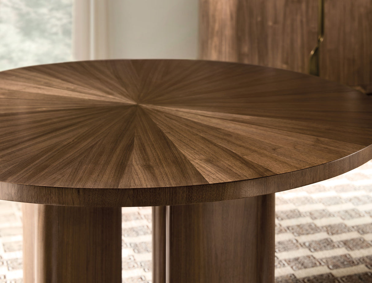 Eleana - Round Dining Table With One Leaf - Medium Wood