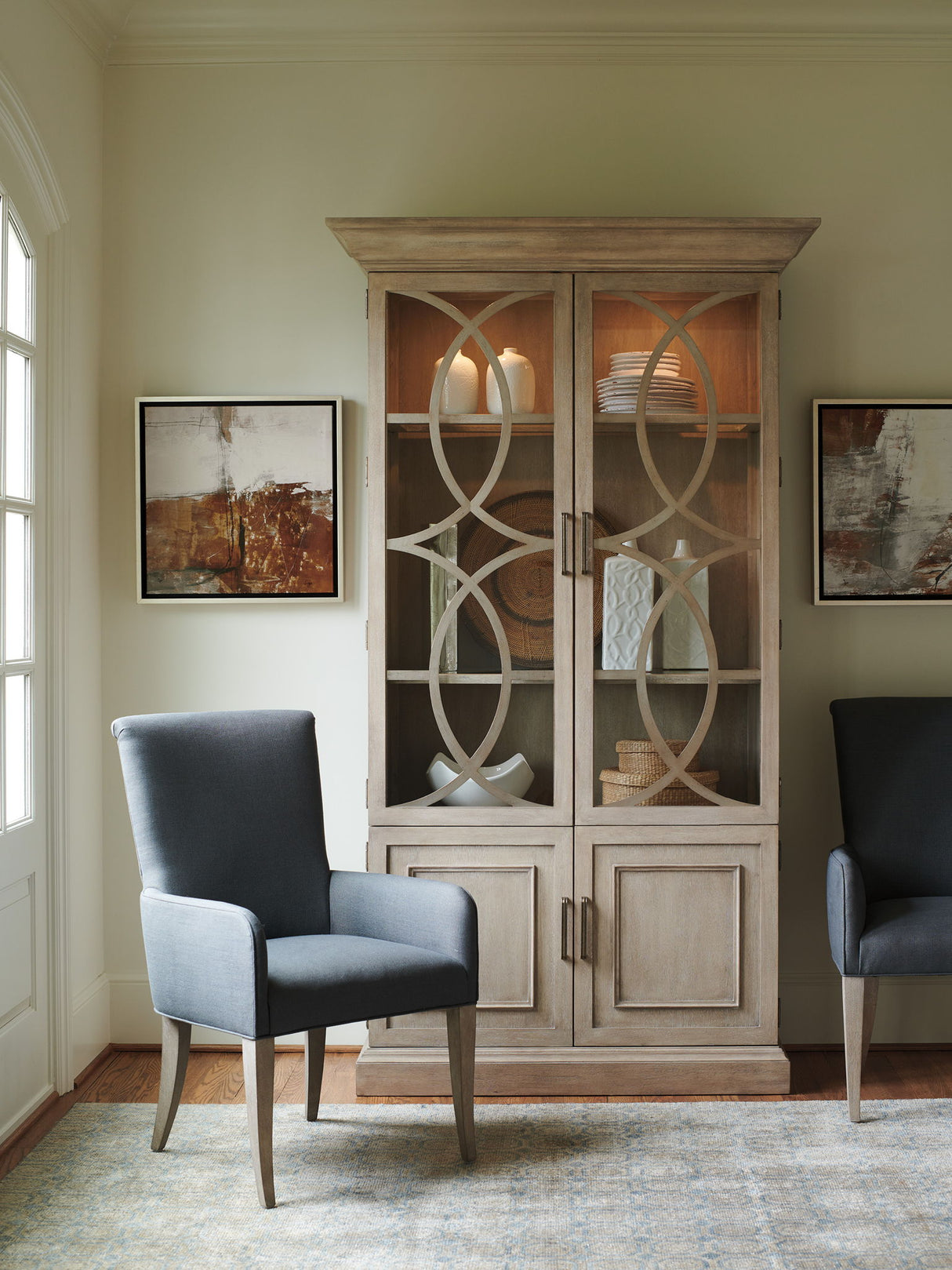 Malibu - Serra Upholstered Arm Chair - Pearl Silver