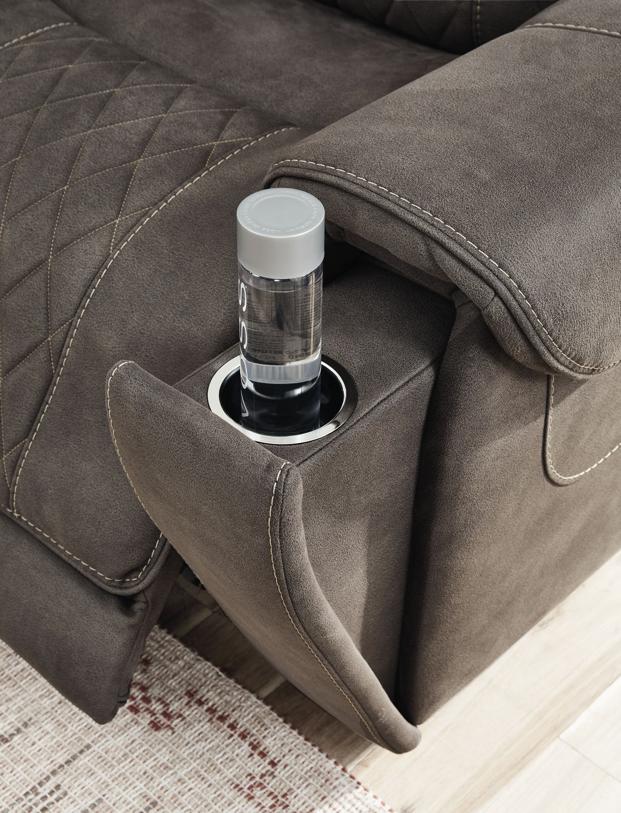 Hoopster - Zero Wall Power Recliner with Console 6 Pc Sectional - Gunmetal