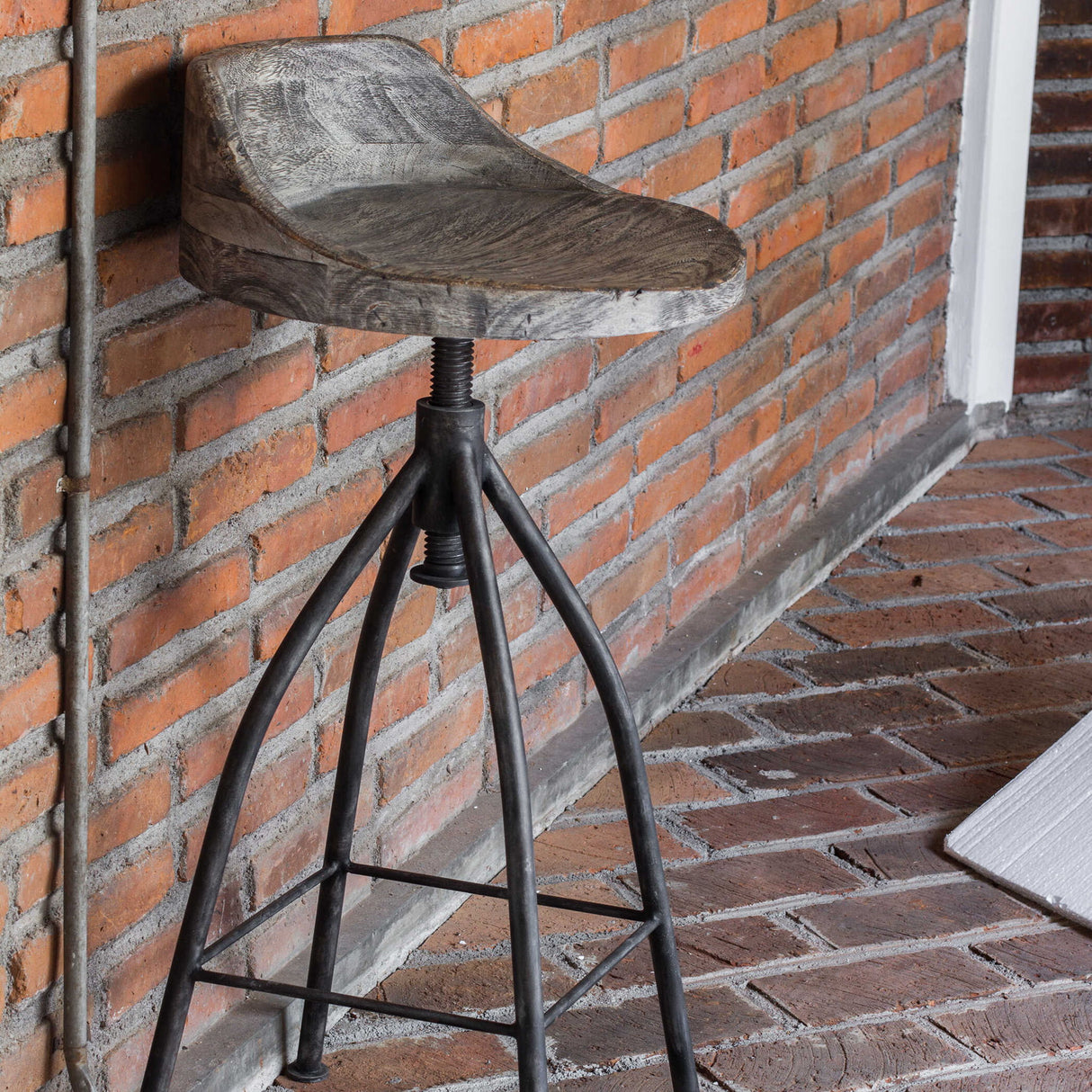 Kairu - Wooden Bar Stool - Gray, Dark