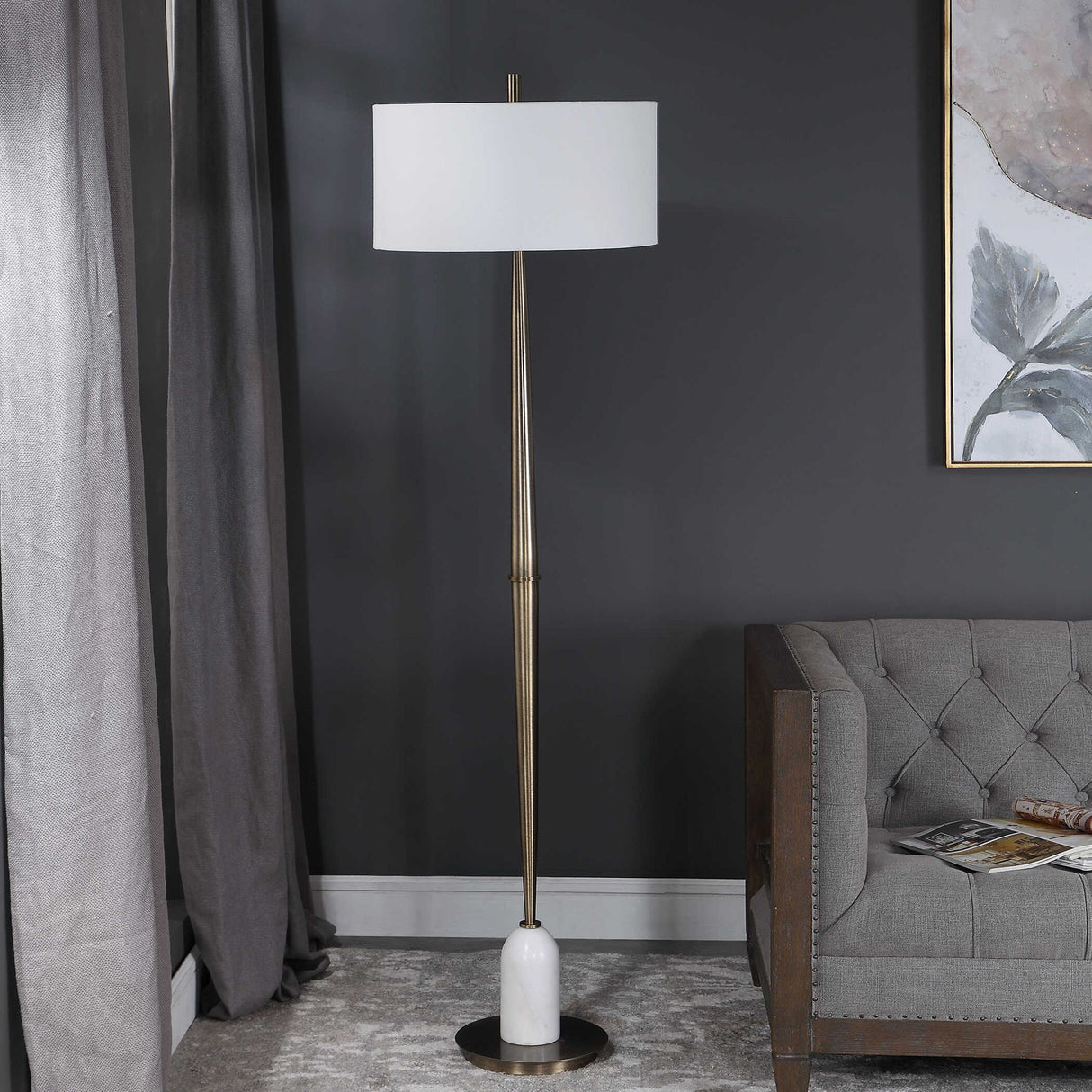 Minette - Mid-century Floor Lamp - Gold