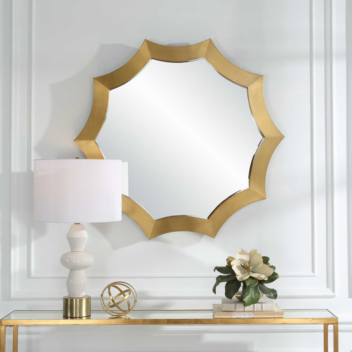 Flare - Brushed Brass Round Mirror