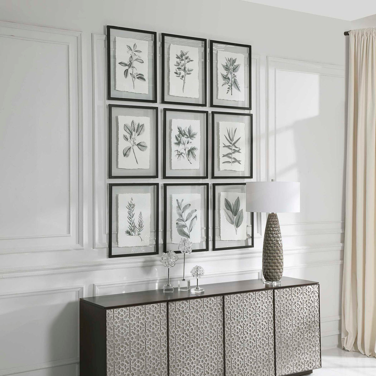 Farmhouse Florals - Framed Prints, Set Of 9 - Black