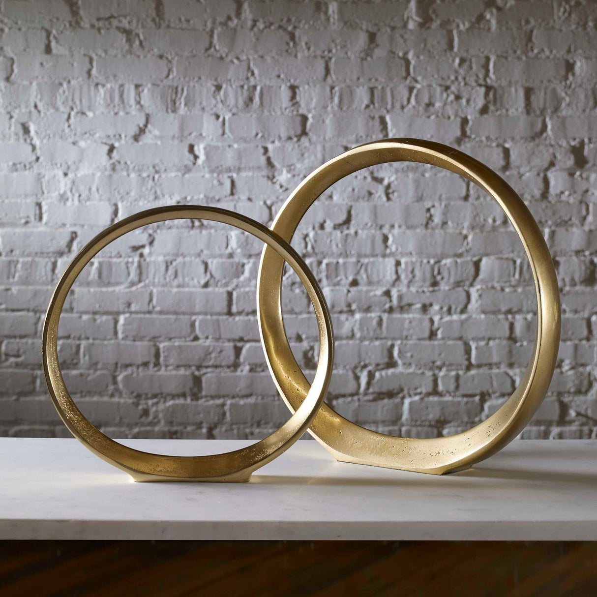 Jimena - Ring Sculptures Set Of 2 - Gold