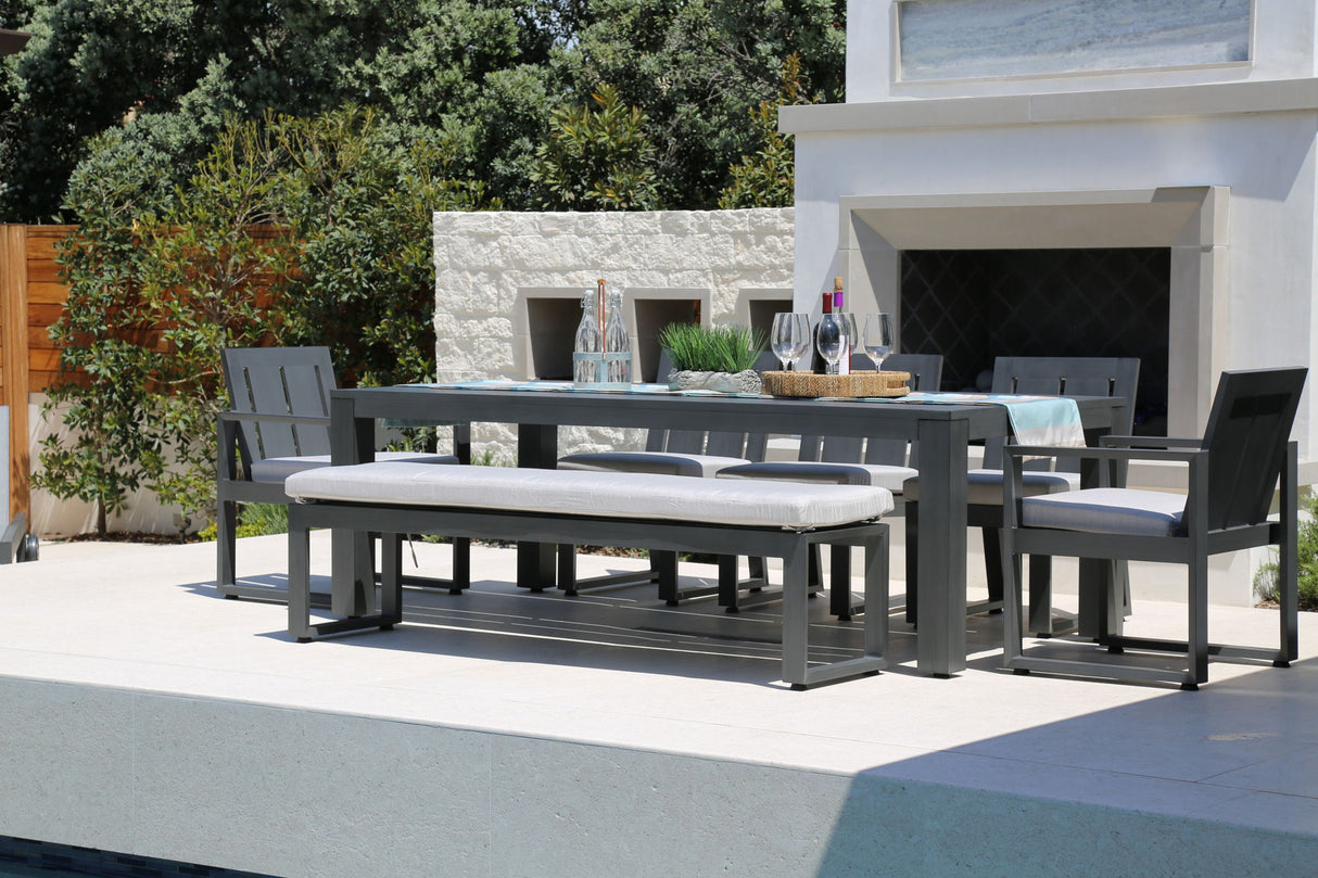 Redondo - Dining Bench, No Welt - Cast Silver / Dark Gray