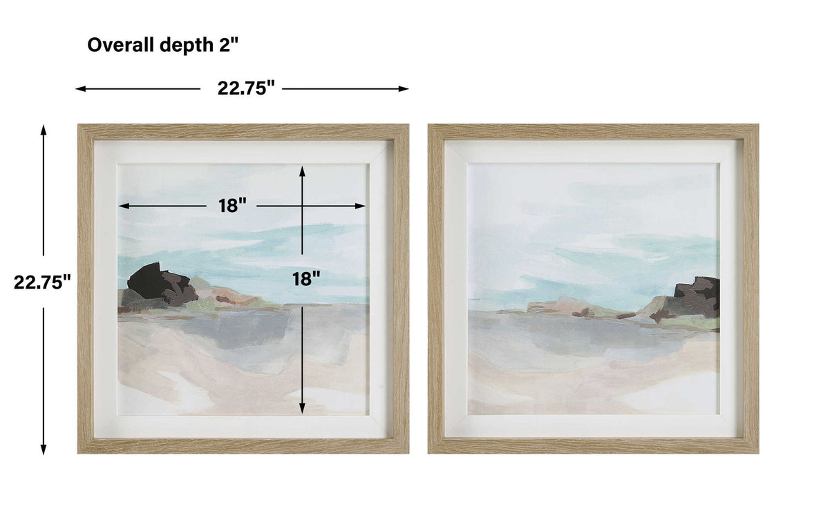 Glacial Coast - Framed Prints, Set Of 2 - Light Brown