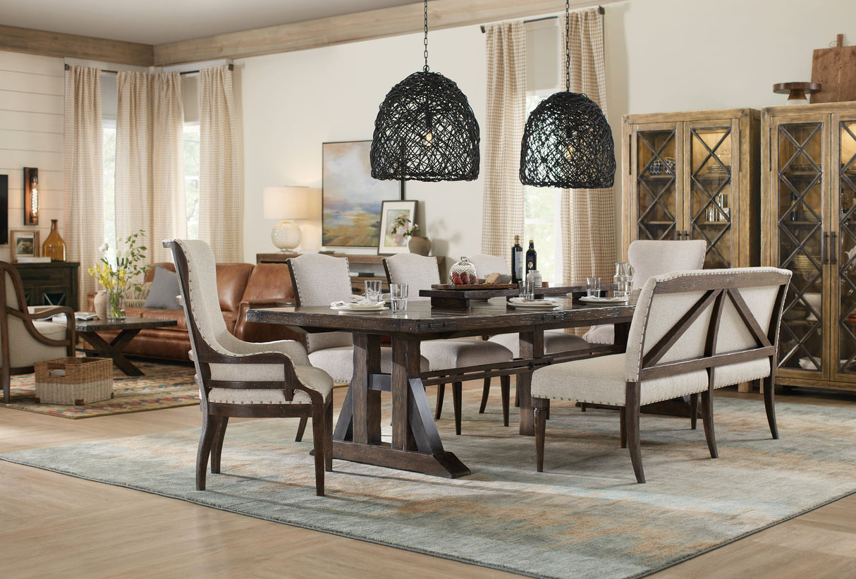 American Life - Roslyn County Trestle Dining Table With Leaves - Dark Brown
