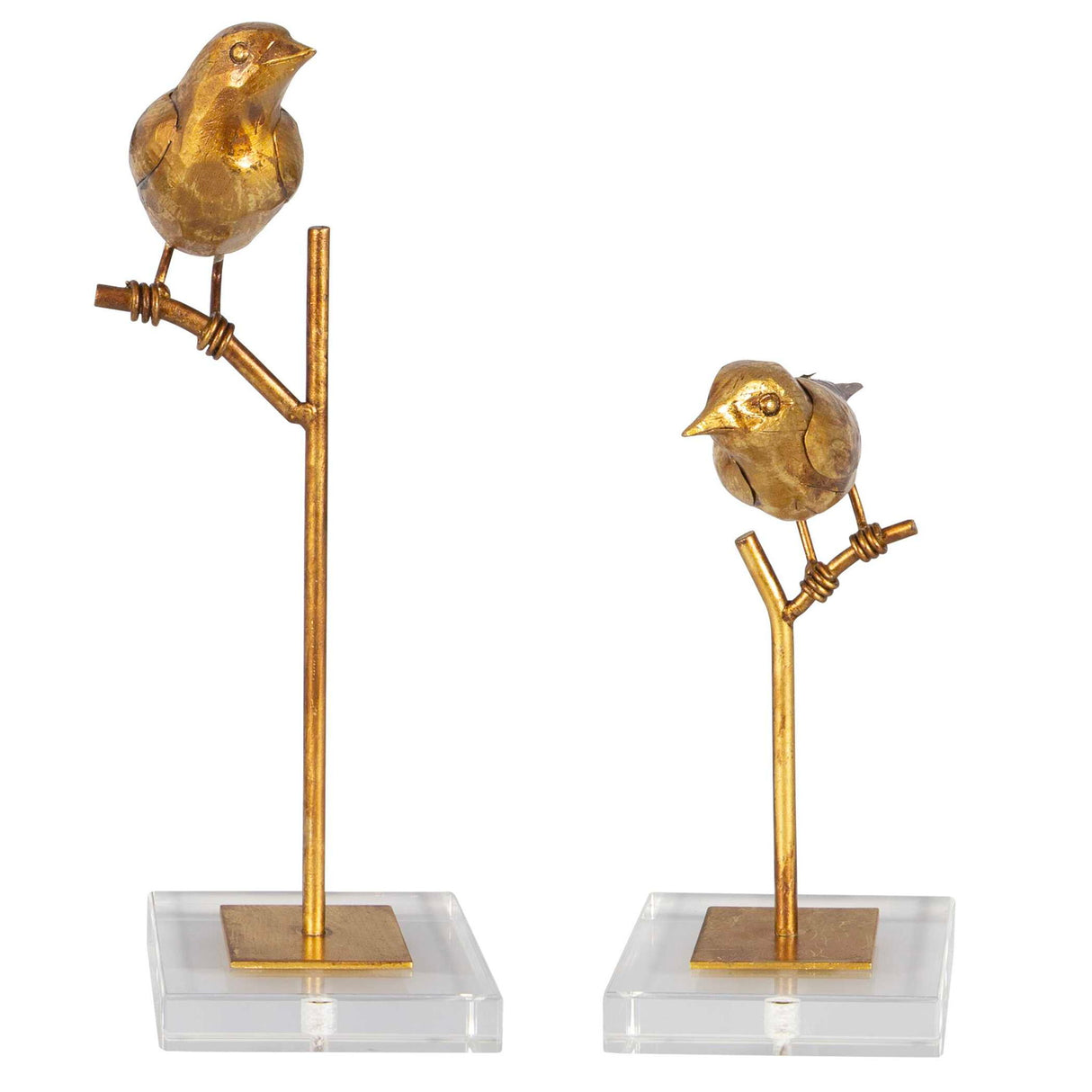 Passerines - Bird Sculptures, Set Of 2 - Light Brown