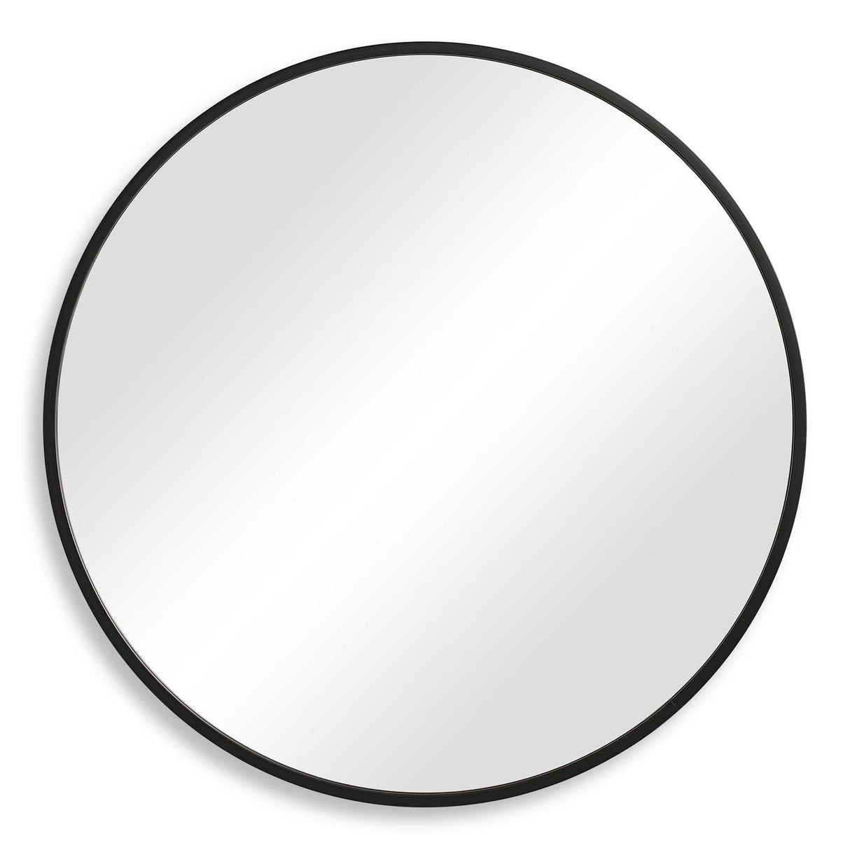 Contemporary Round Mirror - Black Matte