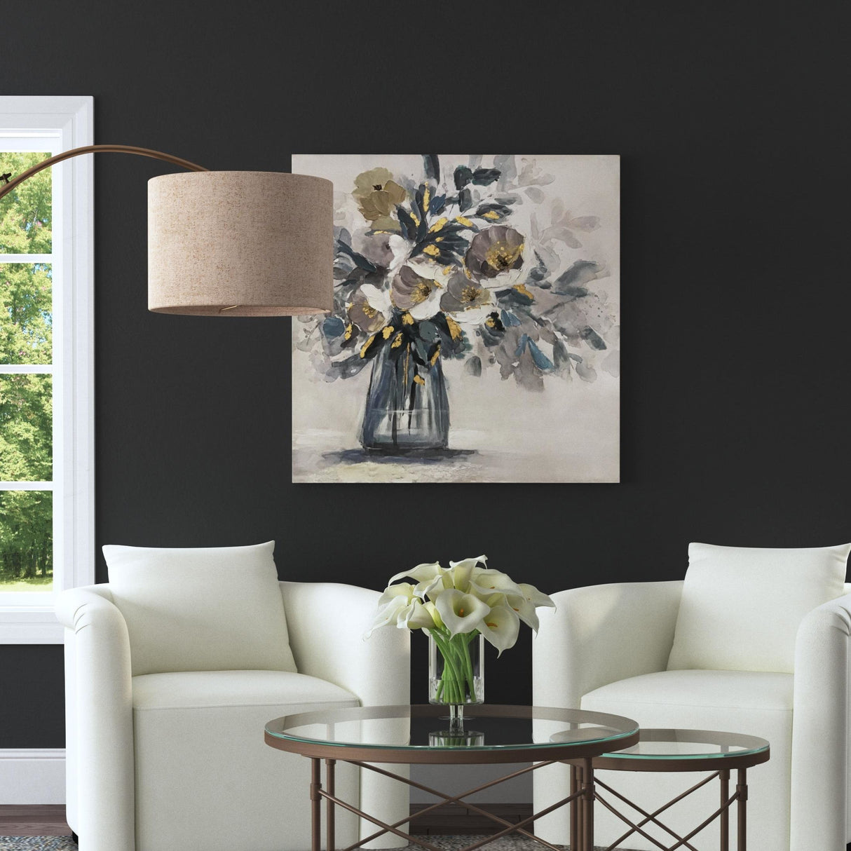 Chloe Canvas Art - Beige / Light Blue