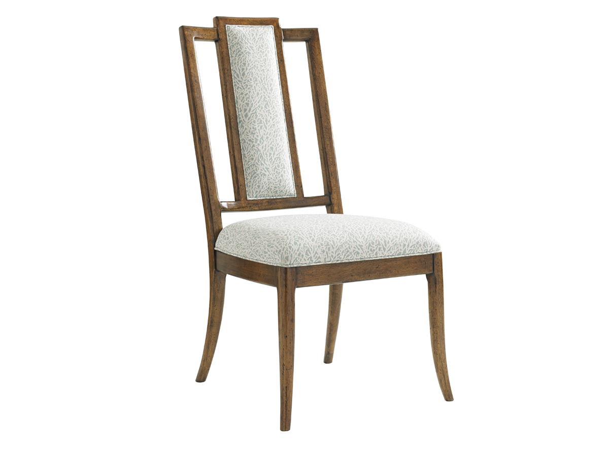 Bali Hai - St. Barts Splat Back Side Chair - Dark Brown / Beige
