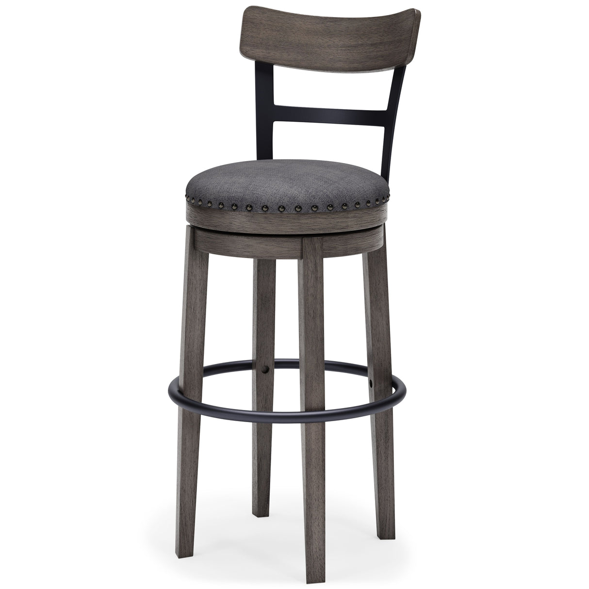 Caitbrook - Tall UPH Swivel Barstool - Gray