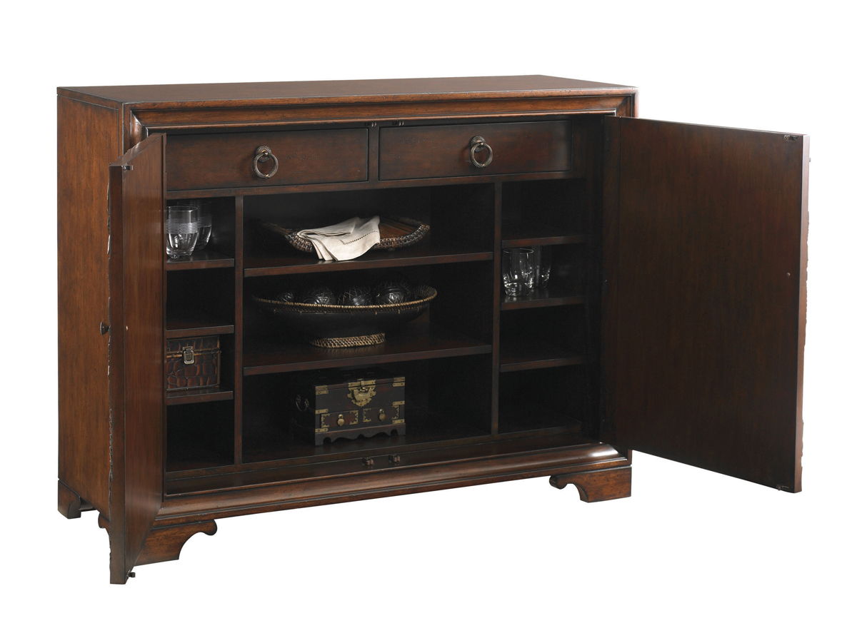 Royal Kahala - Balboa Carved Door Chest - Dark Brown