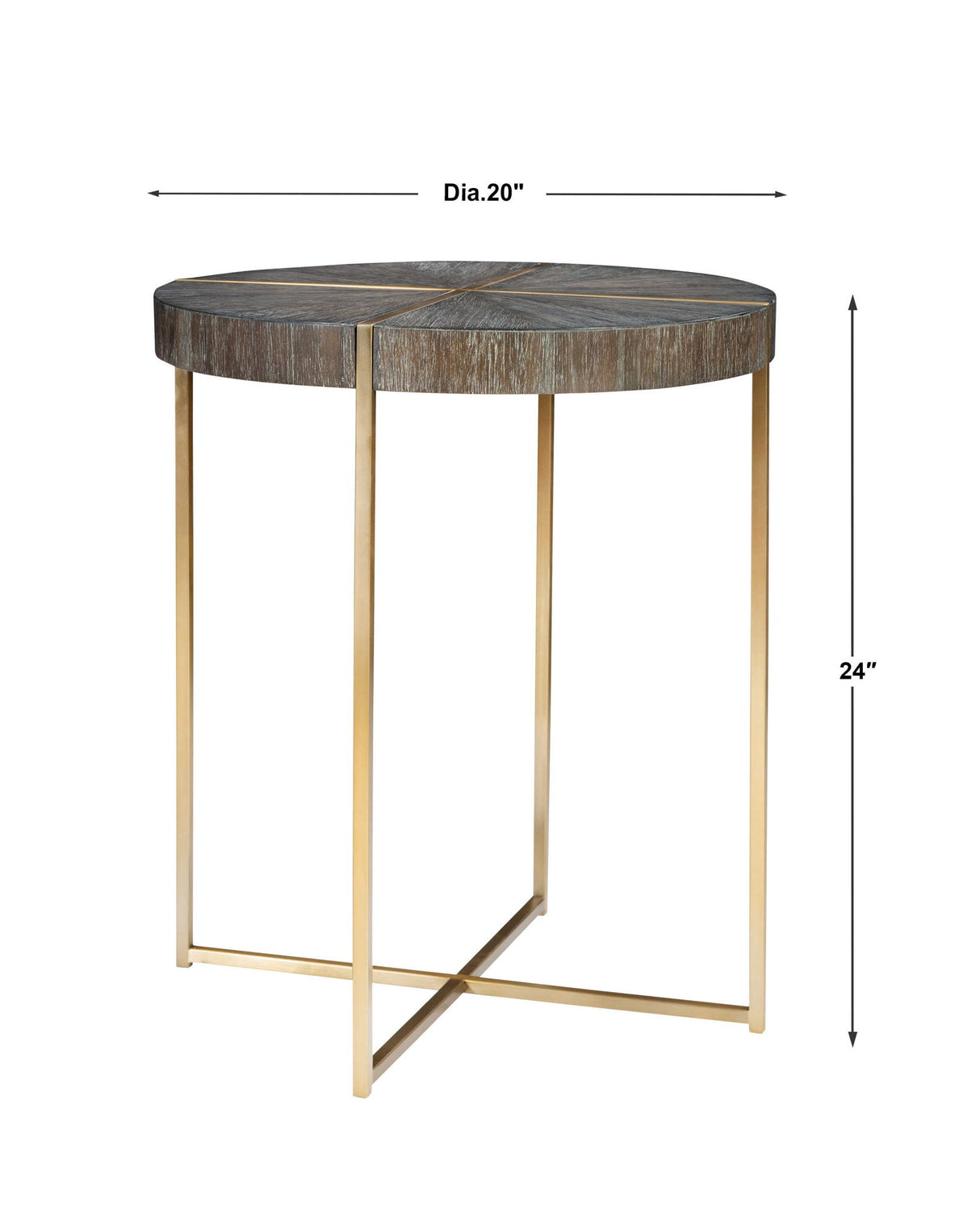 Taja - Round Accent Table - Brown, Dark & Gold