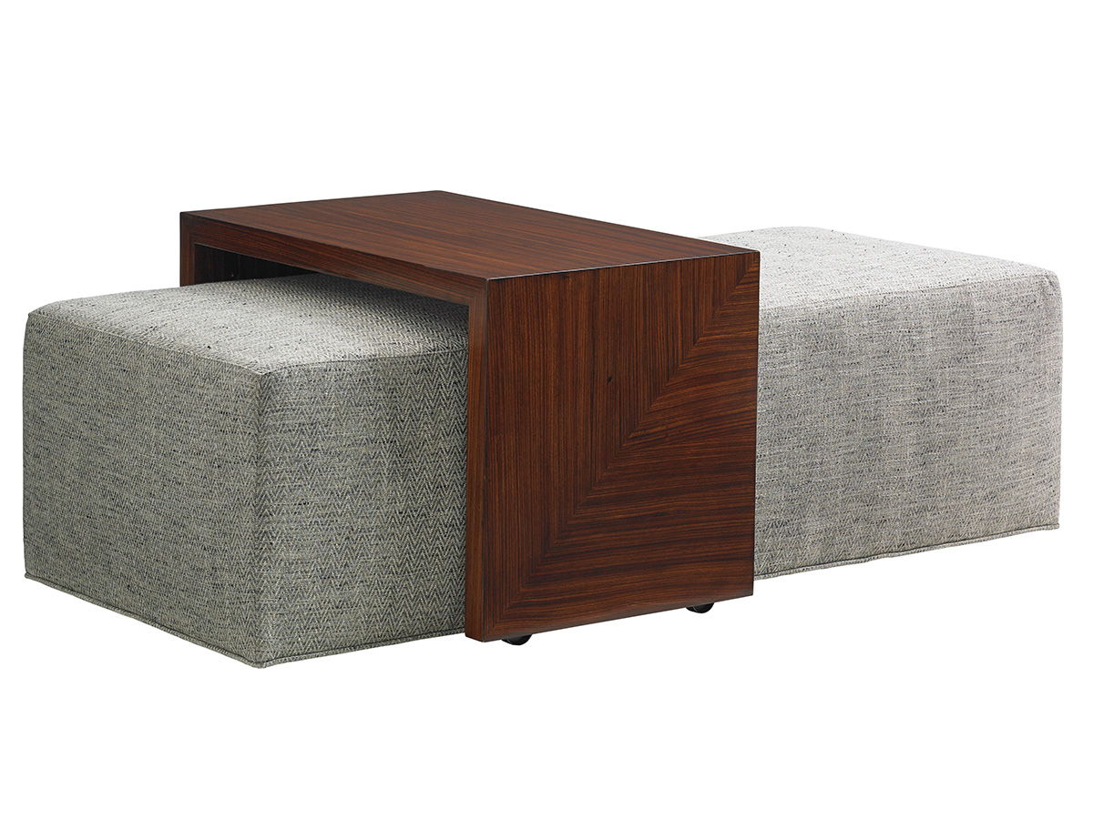 Lexington Upholstery - Broadway Cocktail Ottoman With Slide - Gray / Dark Brown