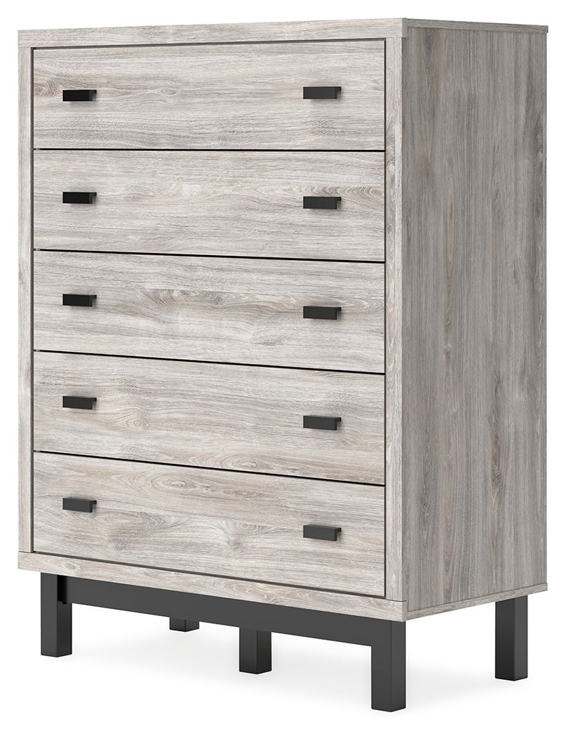 Vessalli - Five Drawer Wide Chest - Black / Gray