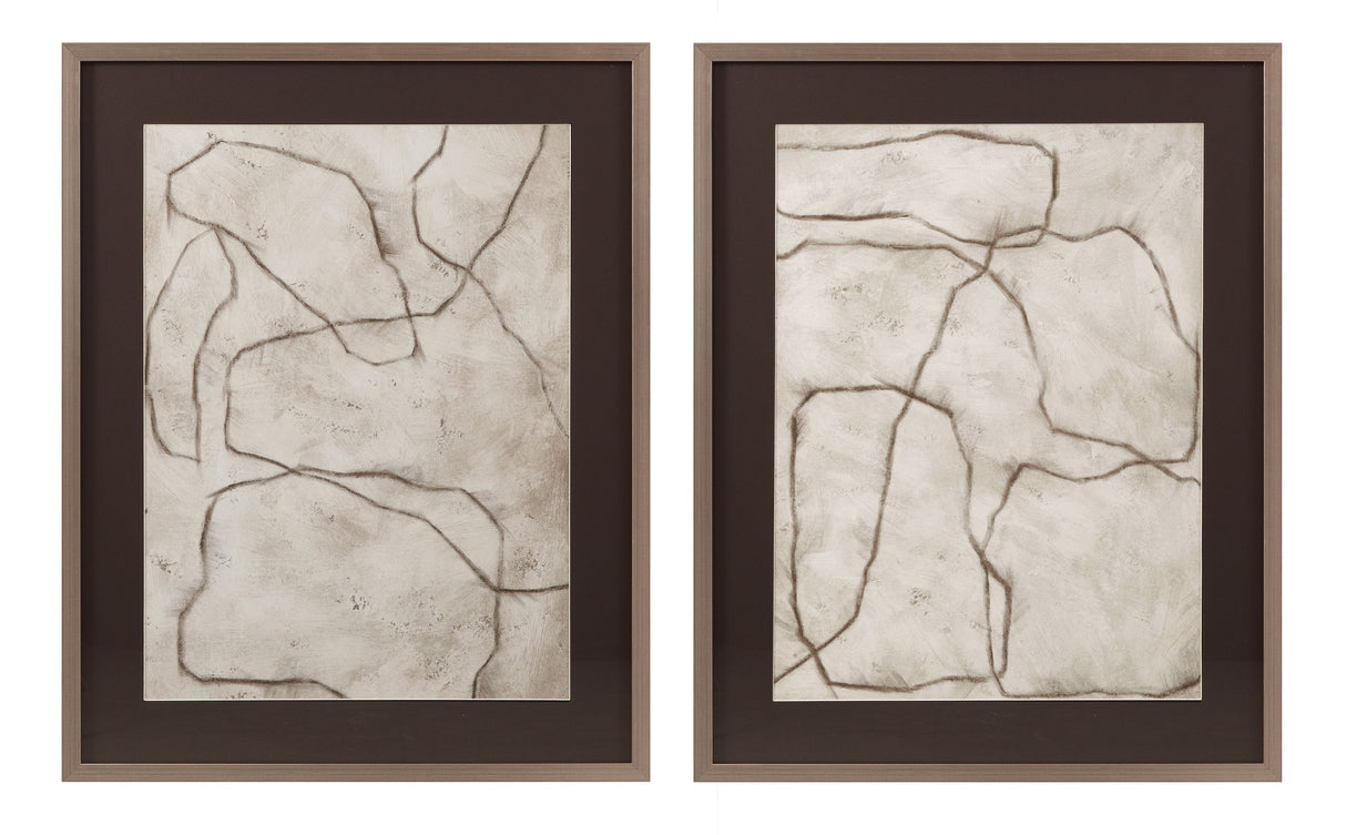 Past And Present Framed Print (Set of 2) - Gray, Off White