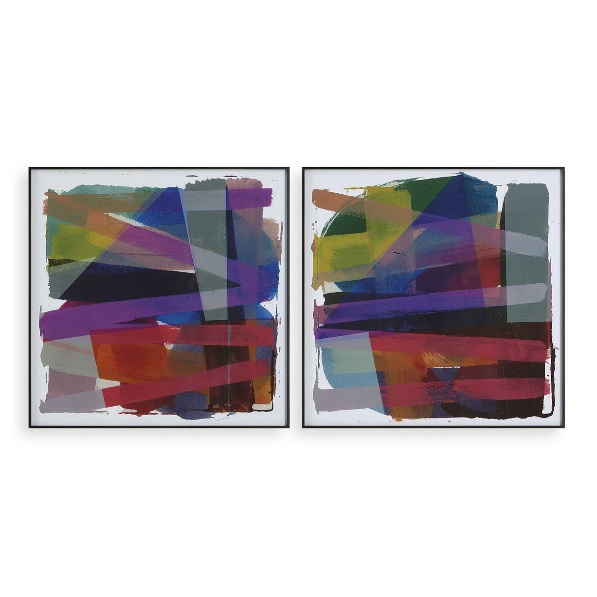 Vivacious - Abstract Framed Prints, Set Of 2 - Blue