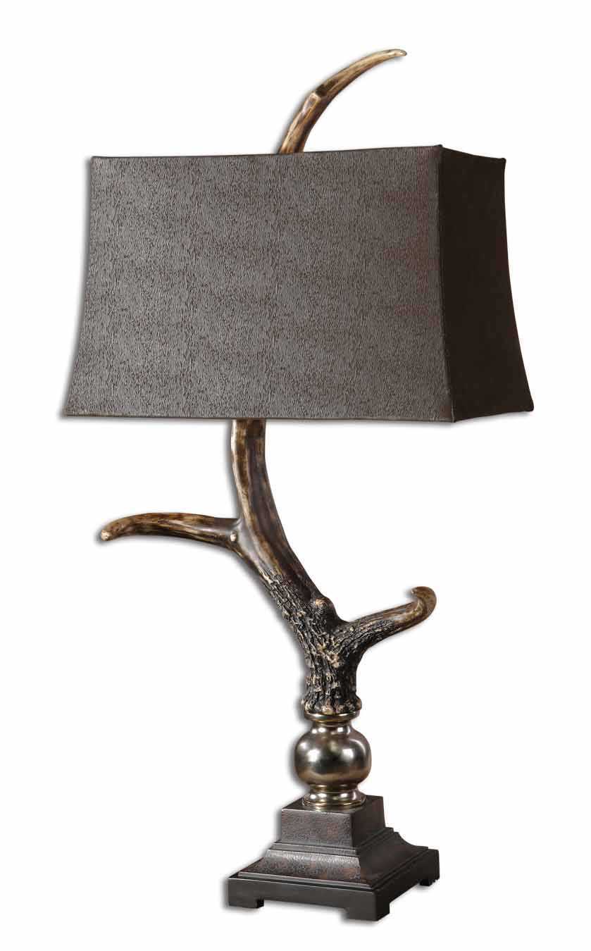 Stag Horn - Dark Shade Table Lamp - Brown, Dark