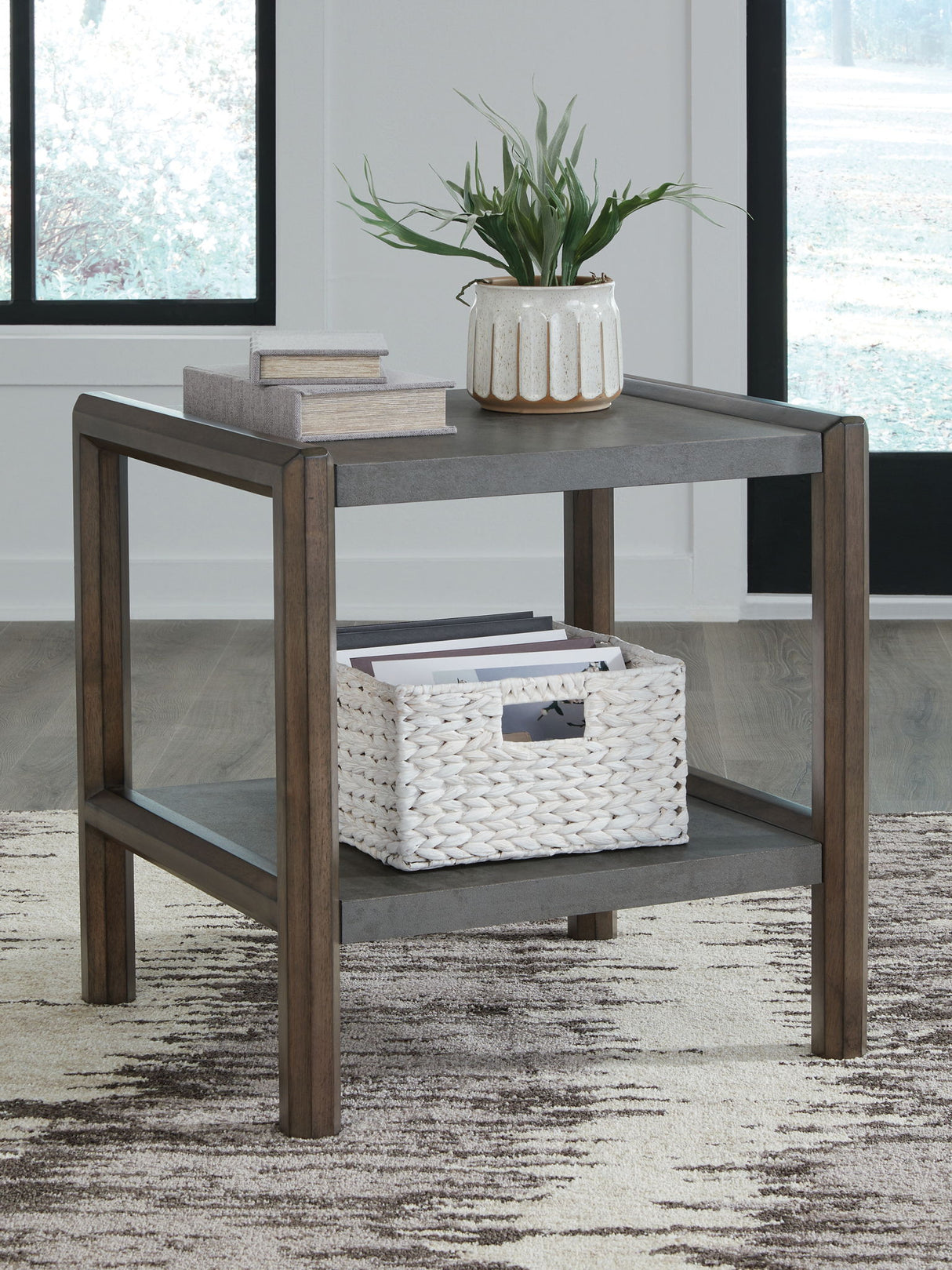 Kallenny - Rectangular End Table - Brown / Gray