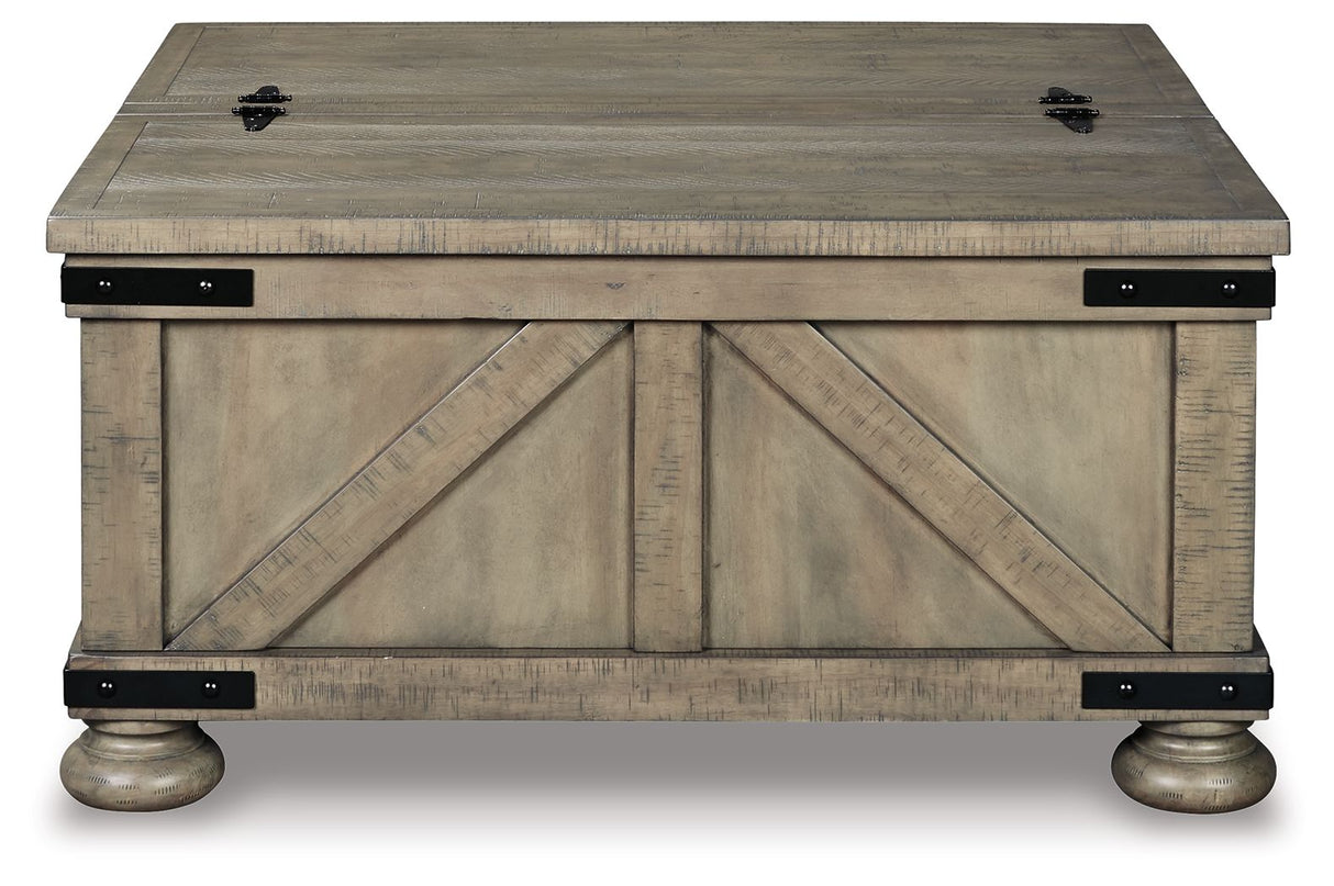 Aldwin - Cocktail Table With Storage - Square - Gray