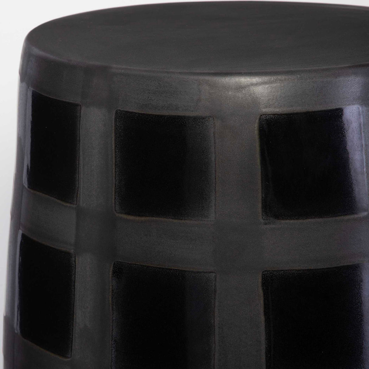 Patchwork Gridded - Garden Stool - Black