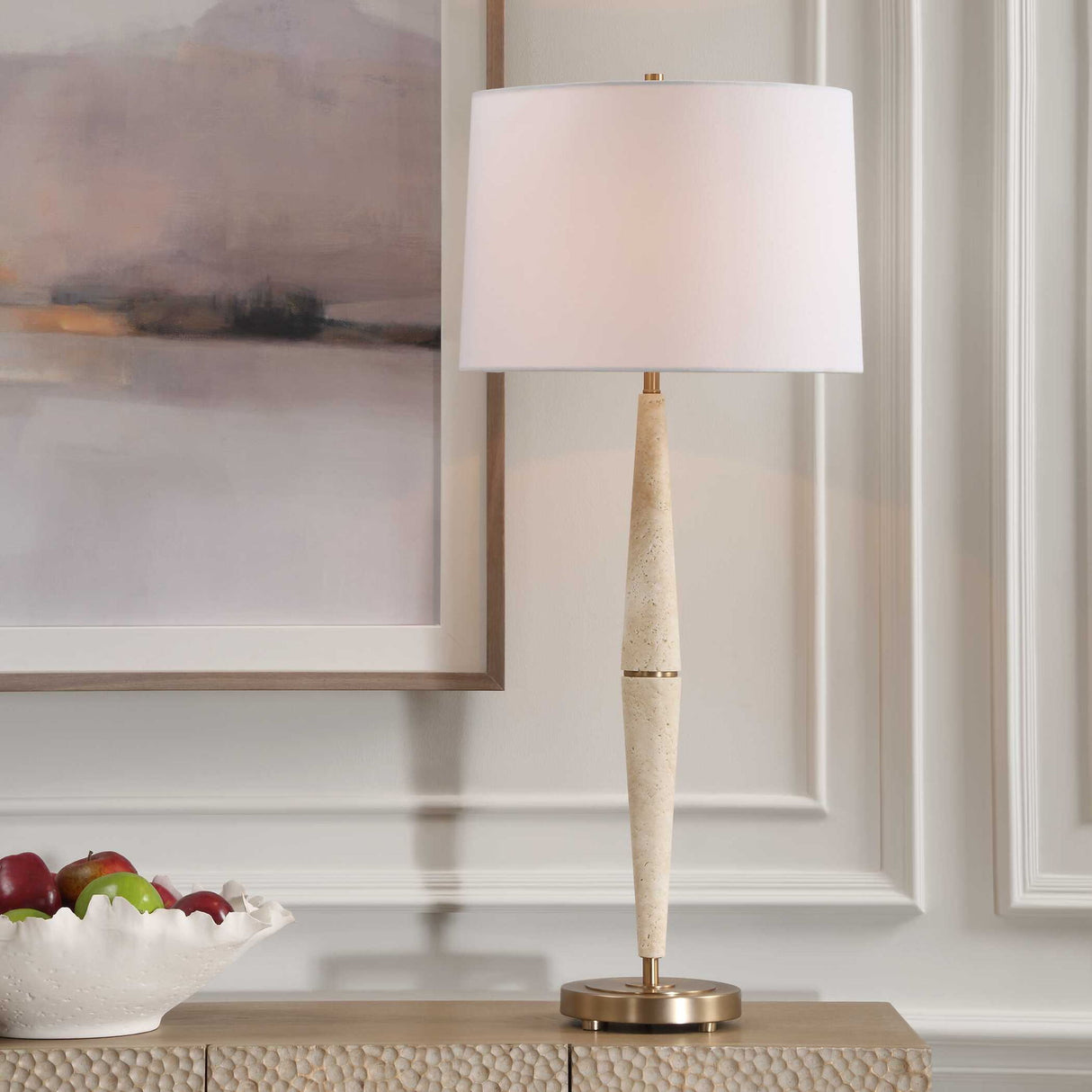 Palu - Travertine Table Lamp - Beige