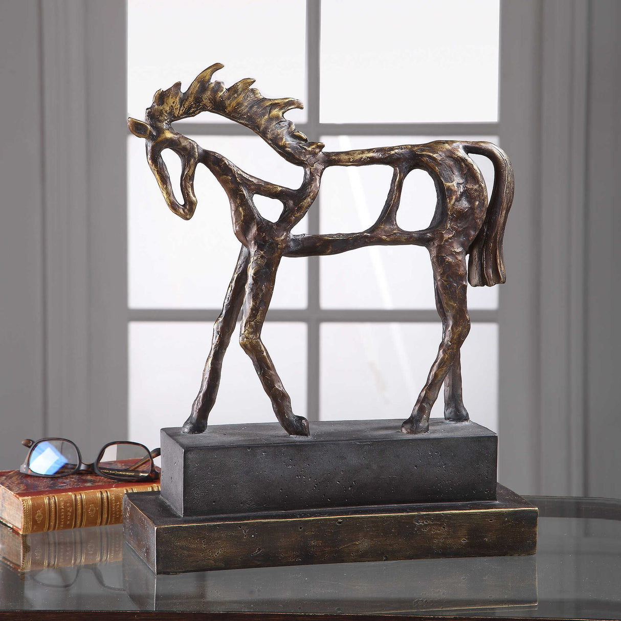 Titan Horse - Sculpture - Brown, Dark