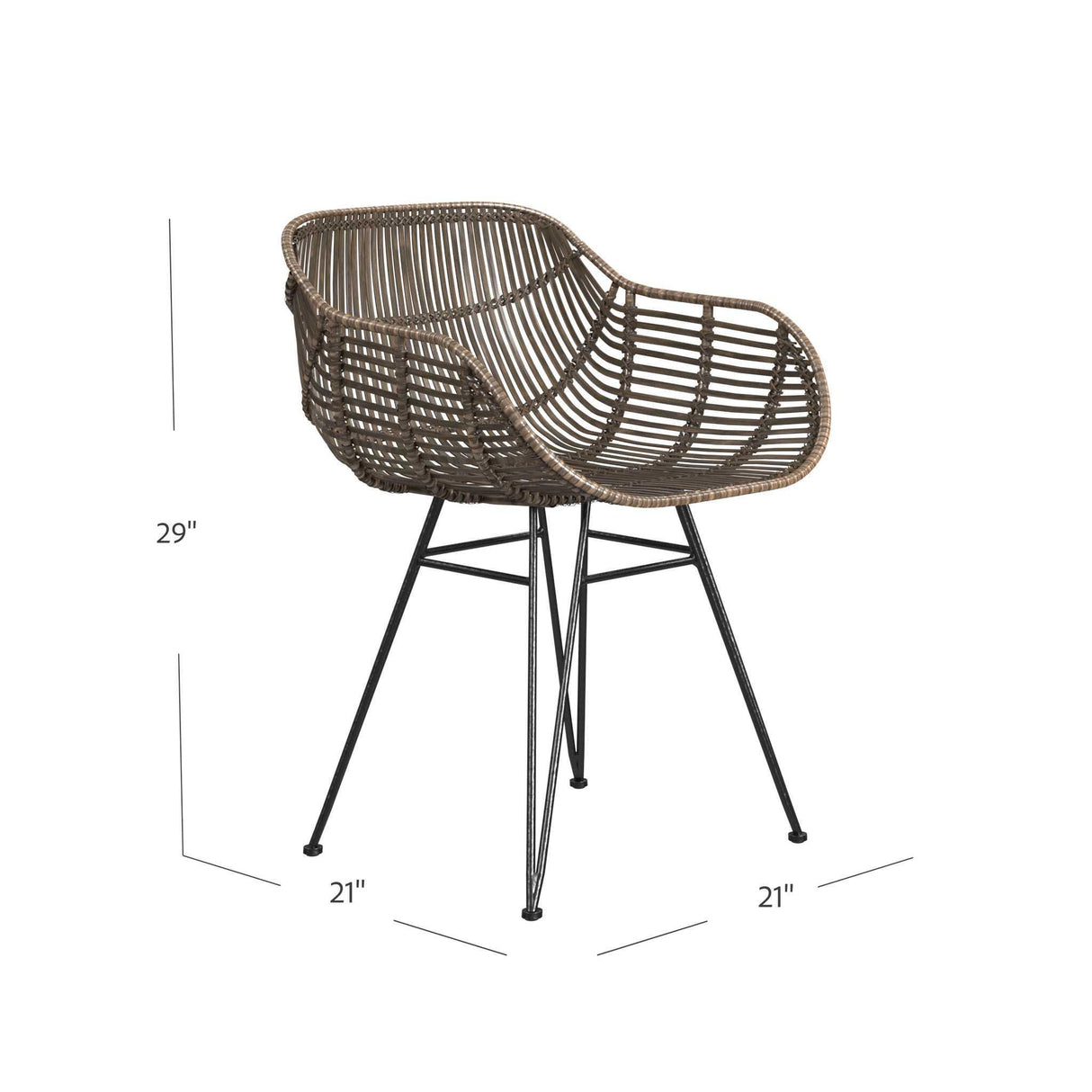 Ryanne - Arm Dining Chair (Set of 2) - Dark Rattan / Black