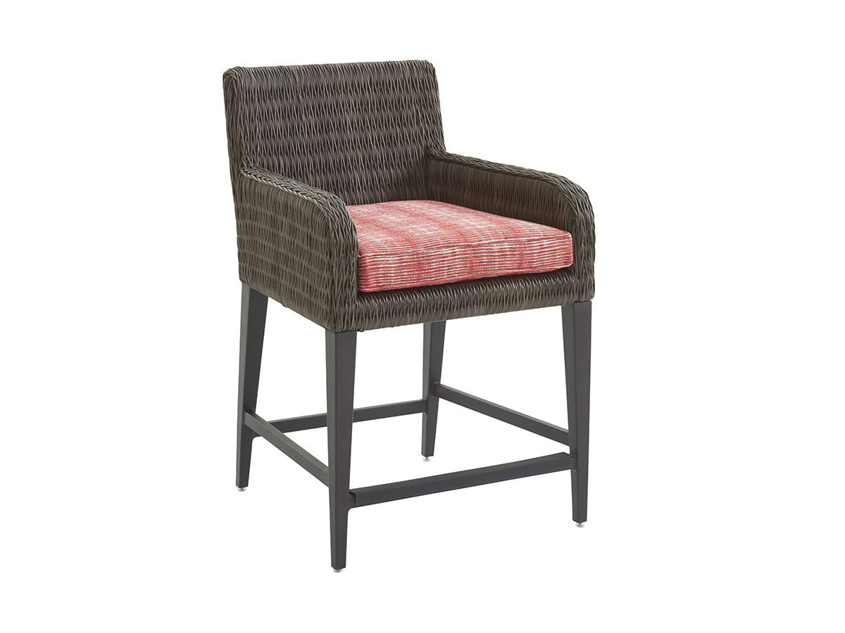 Cypress Point Ocean Terrace - Counter Stool - Dark Gray / Red