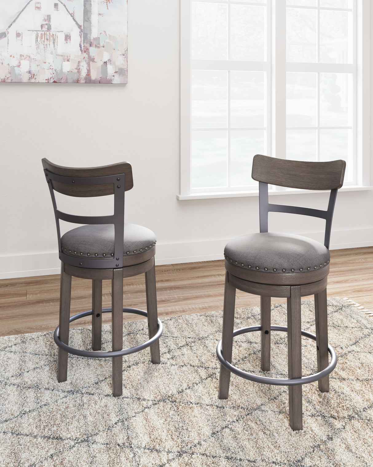 Caitbrook - UPH Swivel Barstool - Gray