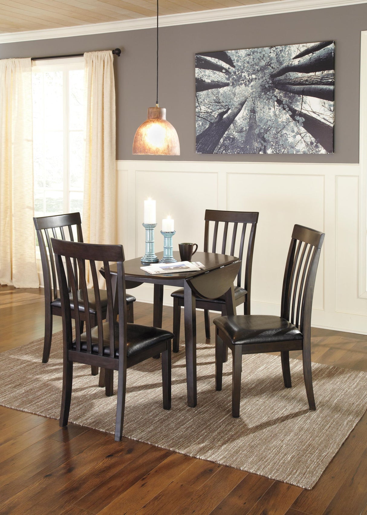 Hammis - Round DRM Drop Leaf Table - Dark Brown