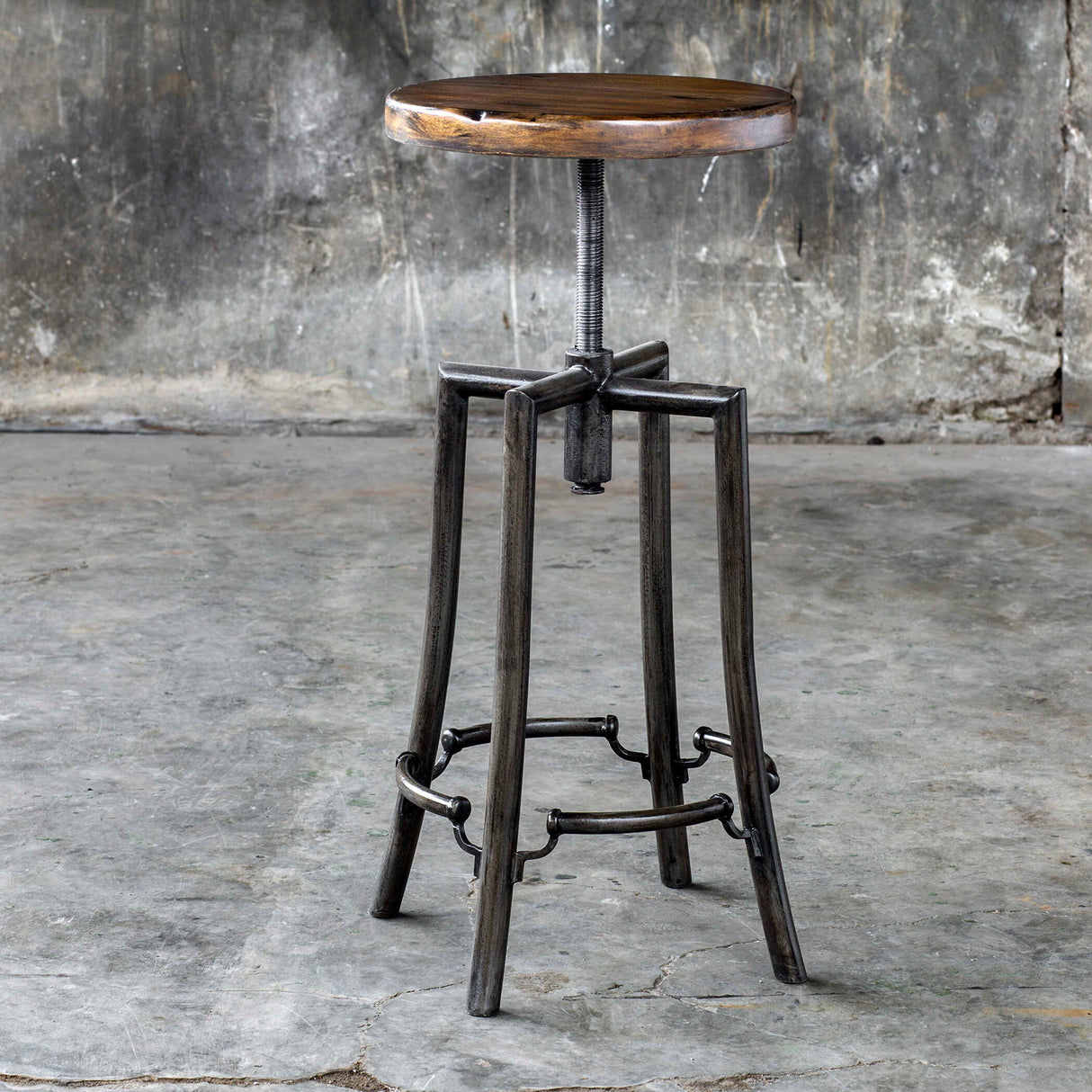 Westlyn - Industrial Bar Stool - Brown, Dark & Black