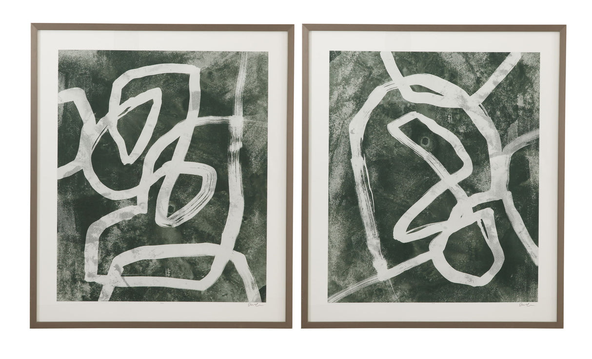 Chalk Line II Framed Print - Green / White