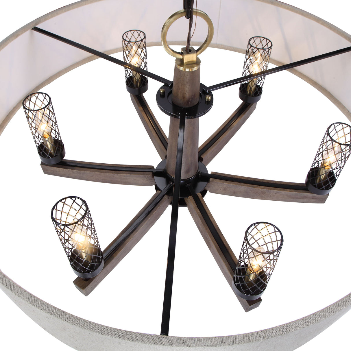 Woodall - 6 Light Drum Chandelier - Light Brown